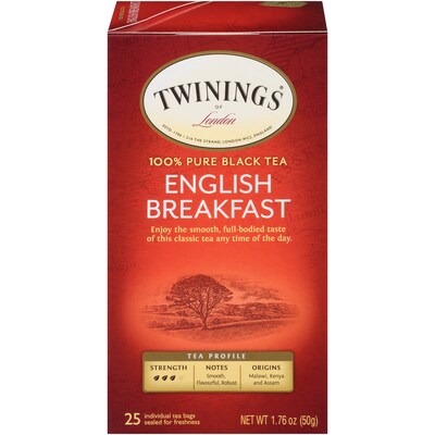 Twinings of London English Breakfast Tea Bags, 25/Box (TNA51726)
