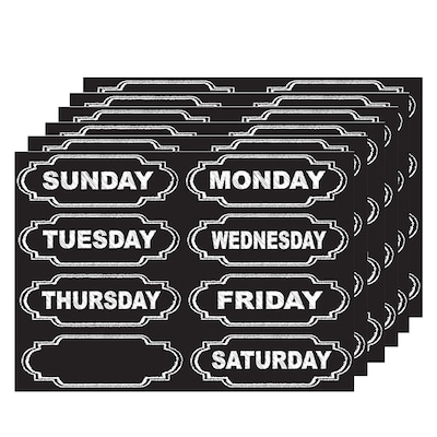 Ashley Productions Die-Cut Chalkboard Days of the Week Magnets, 8/Pack, 6 Packs (ASH19002-6)