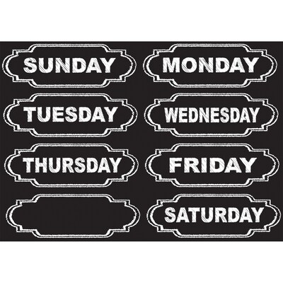 Ashley Productions Die-Cut Chalkboard Days of the Week Magnets, 8/Pack, 6 Packs (ASH19002-6)