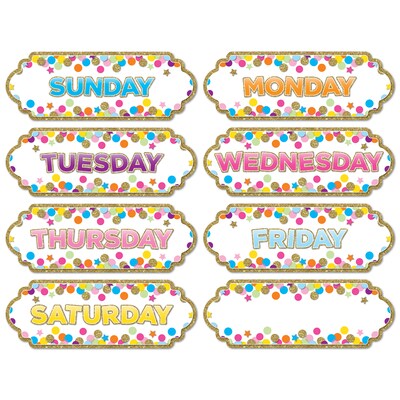 Ashley Productions Magnetic Die-Cut Timesavers & Labels, Confetti Days of the Week, 6 Packs (ASH1900