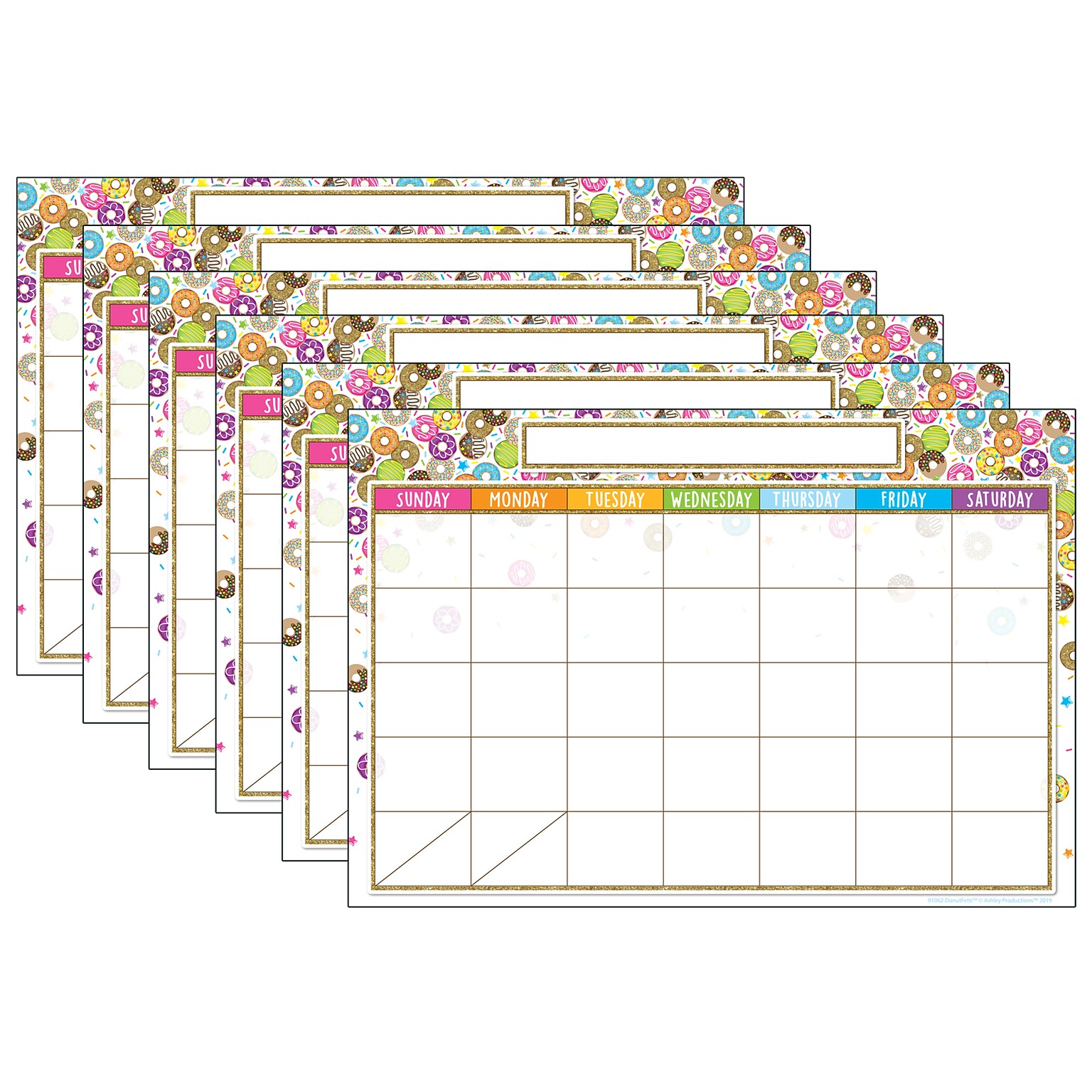 Ashley Productions Smart Poly Chart, DonutFetti Calendar, Pack of 6 (ASH91063-6)