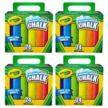 Crayola Washable Sidewalk Chalk, 24 Per Box, 4 Boxes (BIN512024-4)