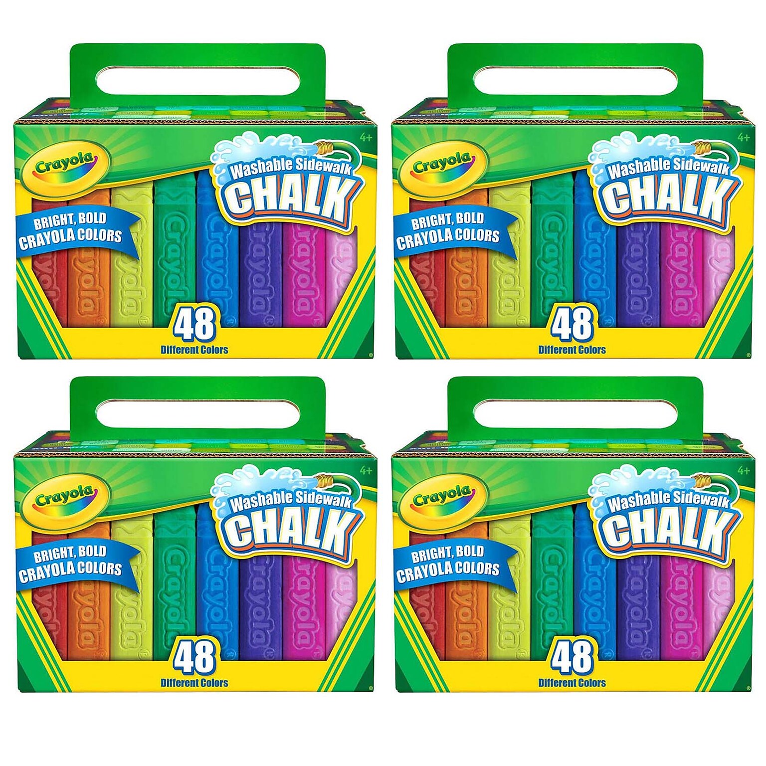 Crayola Washable Sidewalk Chalk, Bold Colors, 48/Box, 4 Boxes/Bundle (BIN512048-4)