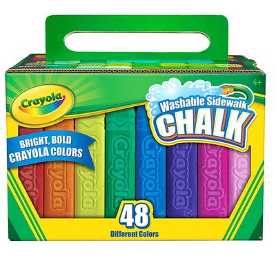 Crayola Washable Sidewalk Chalk, Bold Colors, 48/Box, 4 Boxes/Bundle (BIN512048-4)