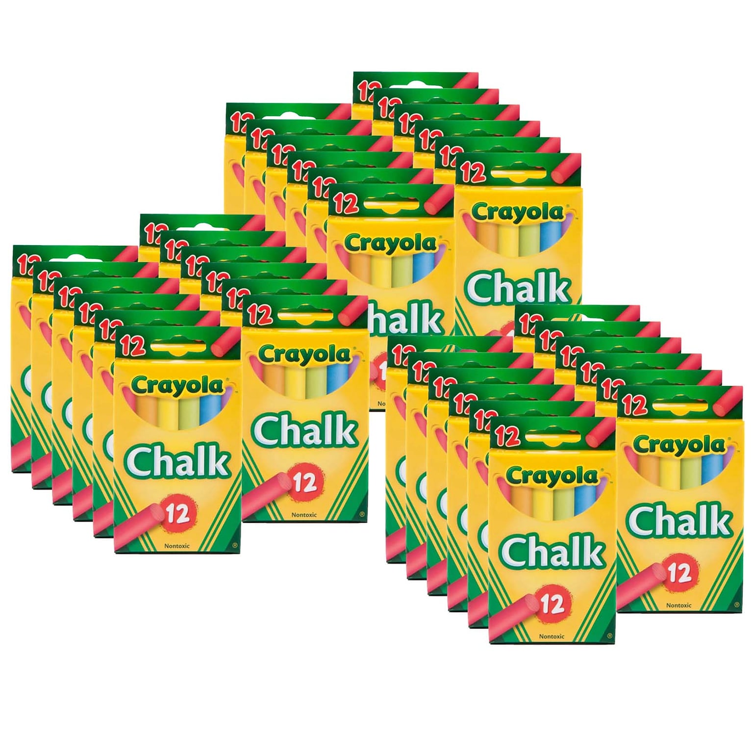 Crayola Sidewalk Chalk, Assorted Colors, 12/Box, 36 Bundle (BIN816-36)