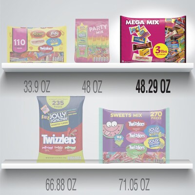 Hershey's Mega Mix Chocolate and Sweets Candy Variety Bag, 48.29 oz., 135 Pieces (HEC93958)