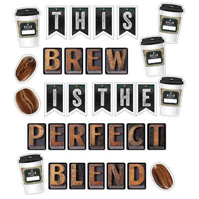 Schoolgirl Style™ Industrial Cafe This Brew Is the Perfect Blend Bulletin Board Set, 73 Pieces (CD-1