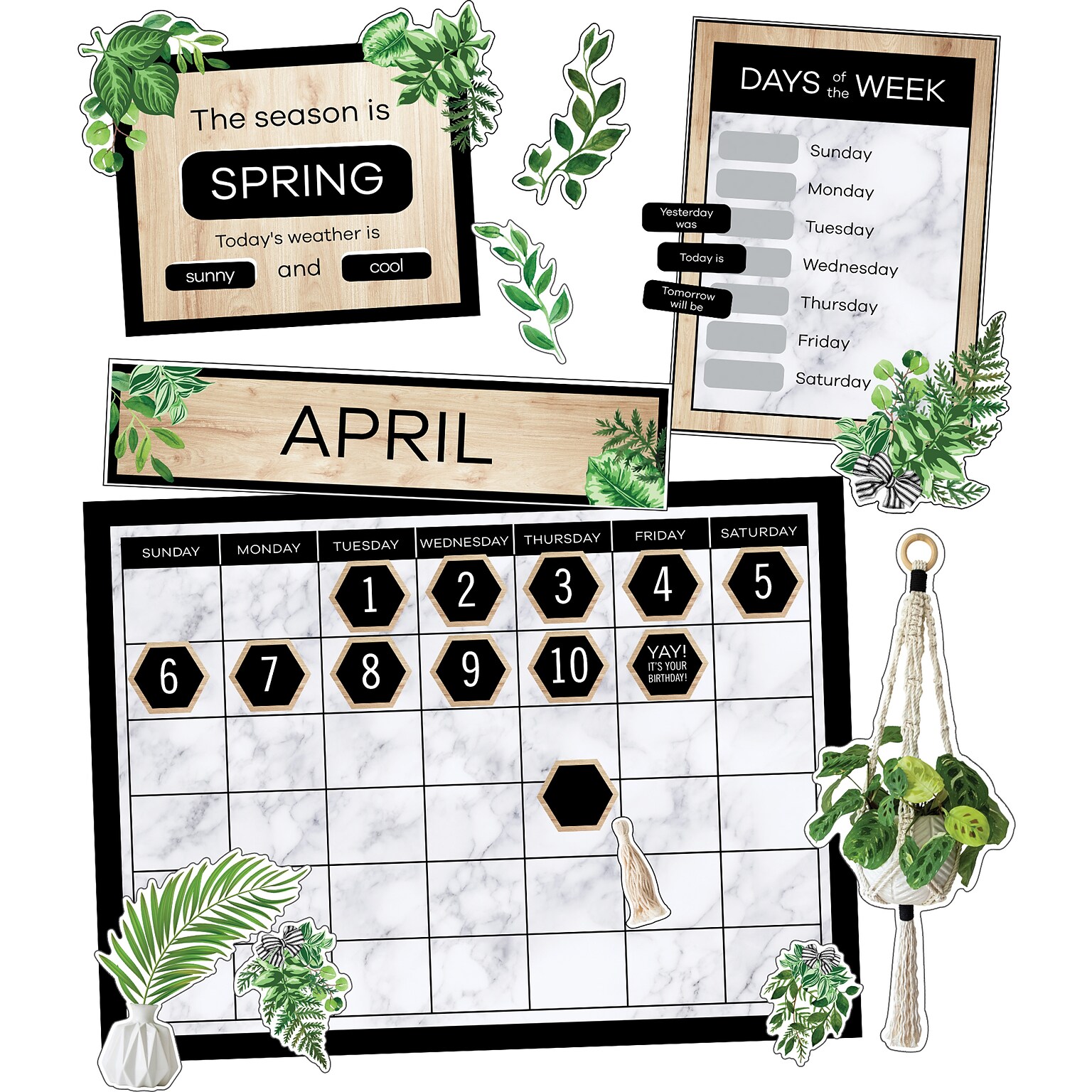 Schoolgirl Style Simply Boho Calendar Bulletin Board Set (CD-110502)