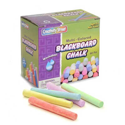 Pacon Blackboard Chalk, 5 Assorted Colors, 3/8" x 3-1/4", 60 Pieces Per Pack, 12 Packs (CK-1761-12)