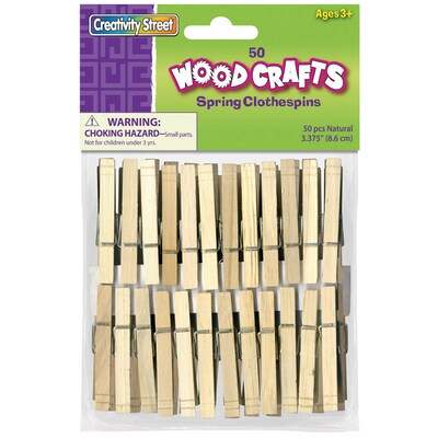 Creativity Street® Spring Clothespins, 3-3/8, Natural, 50 Per Pack, 6 Packs (CK-365801-6)