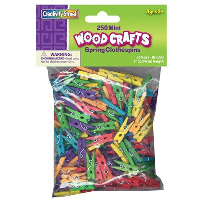 Creativity Street Mini Spring Clothespins, Bright Hues Assorted, 1, 250/Pack, 2 Packs (CK-367202-2)