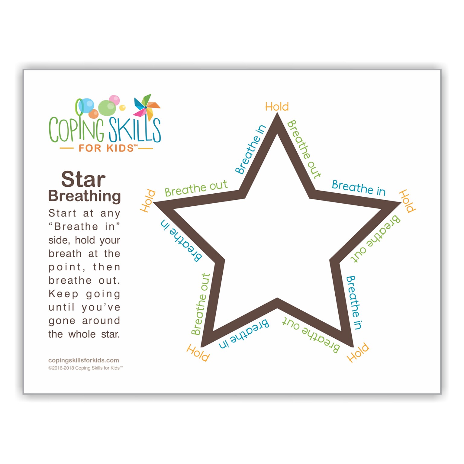 Coping Skills for Kids 11 x 17, Star Deep Breathing Poster (CSKOPST11)