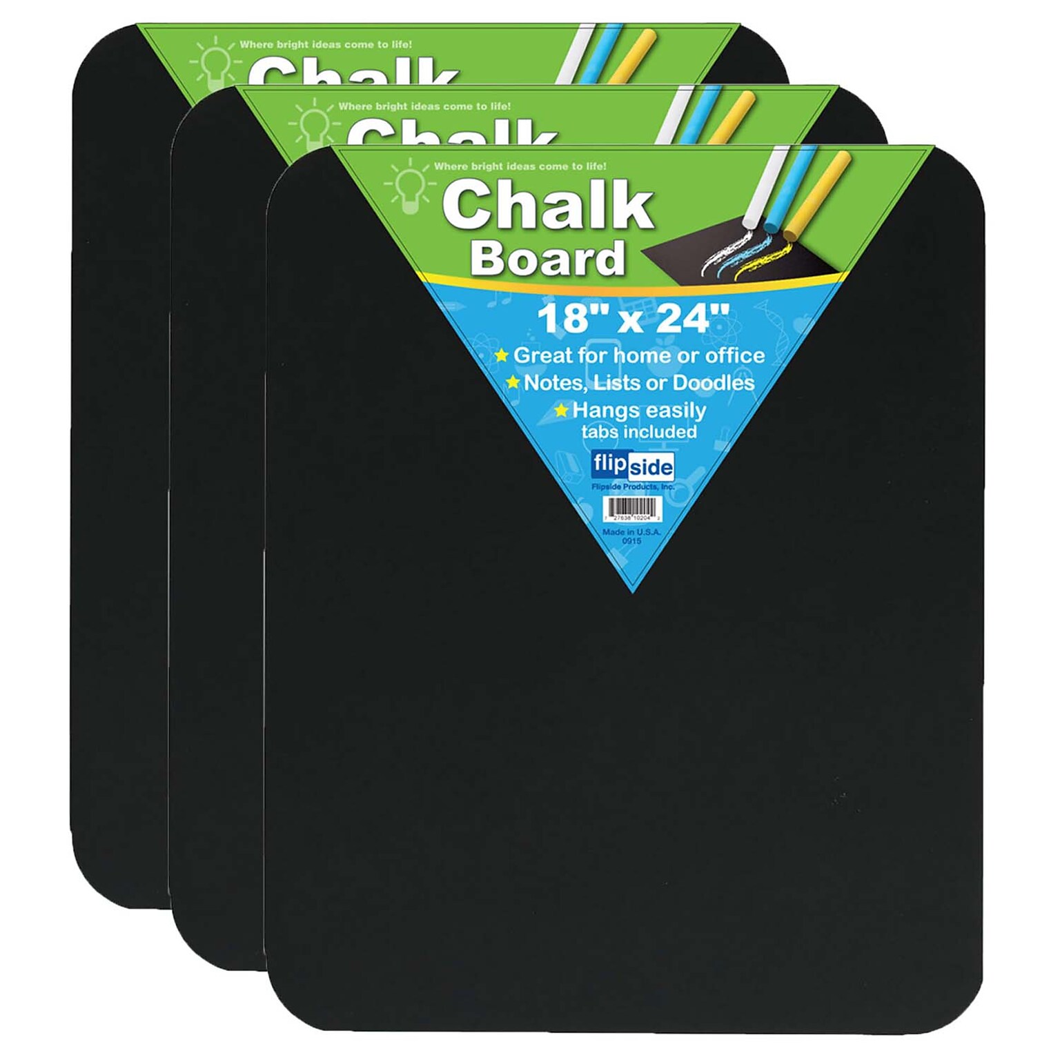 Flipside Chalk Board, 18 x 24, Black, Pack of 3 (FLP10204-3)