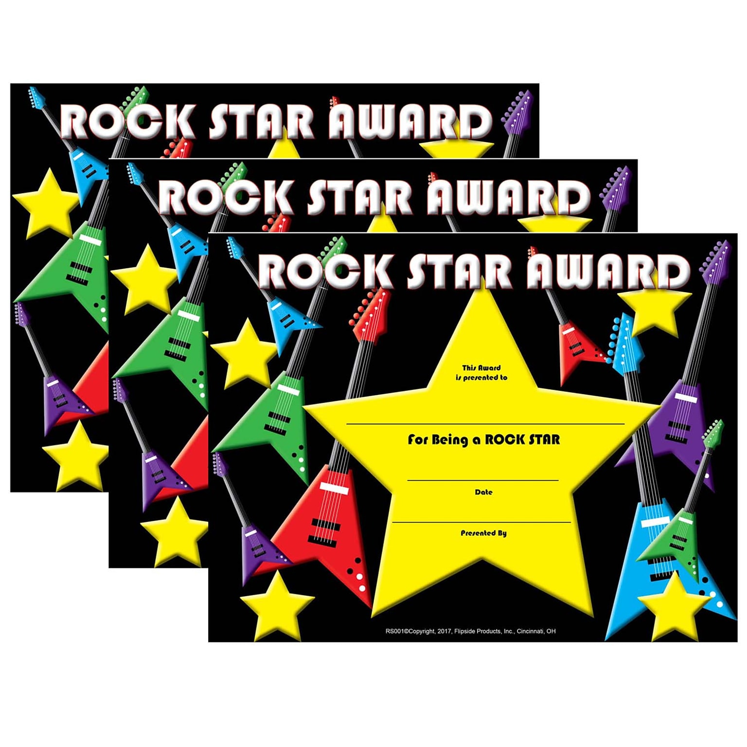 Hayes Publishing Rock Star Award Certificate, 8.5 x 11, 30 Per Pack, 3 Packs (FLPRS001-3)