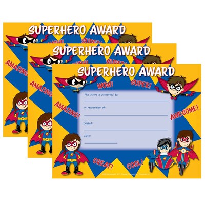 Hayes Publishing Superhero Award Certificate, 8.5 x 11, 30 Per Pack, 3 Packs (FLPSH001-3)