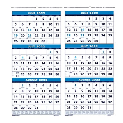 2021-2022 House of Doolittle 8 x 17 Academic 3-Month Wall Calendar, 2/Pack (HOD3645-2)