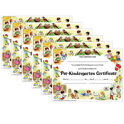 Hayes Publishing Pre-Kindergarten Certificate, 30 Per Pack, 6 Packs (H-VA199CL-6)