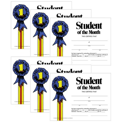 Hayes Publishing Student of the Month Certificate, 8.5 x 11, 30 Per Pack, 6 Packs (H-VA228CL-6)