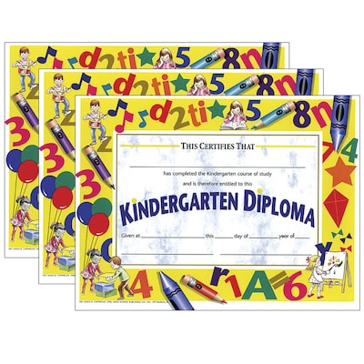 Hayes Publishing Kindergarten Diploma, 8.5 x 11, 30 Per Pack, 3 Packs (H-VA503-3)