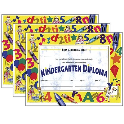 Hayes Publishing Kindergarten Diploma, 8.5 x 11, 30 Per Pack, 3 Packs (H-VA503-3)