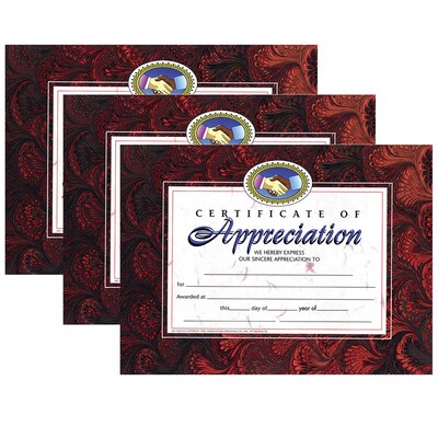 Hayes Publishing Certificate of Appreciation, 8.5 x 11, 30 Per Pack, 3 Packs (H-VA514-3)
