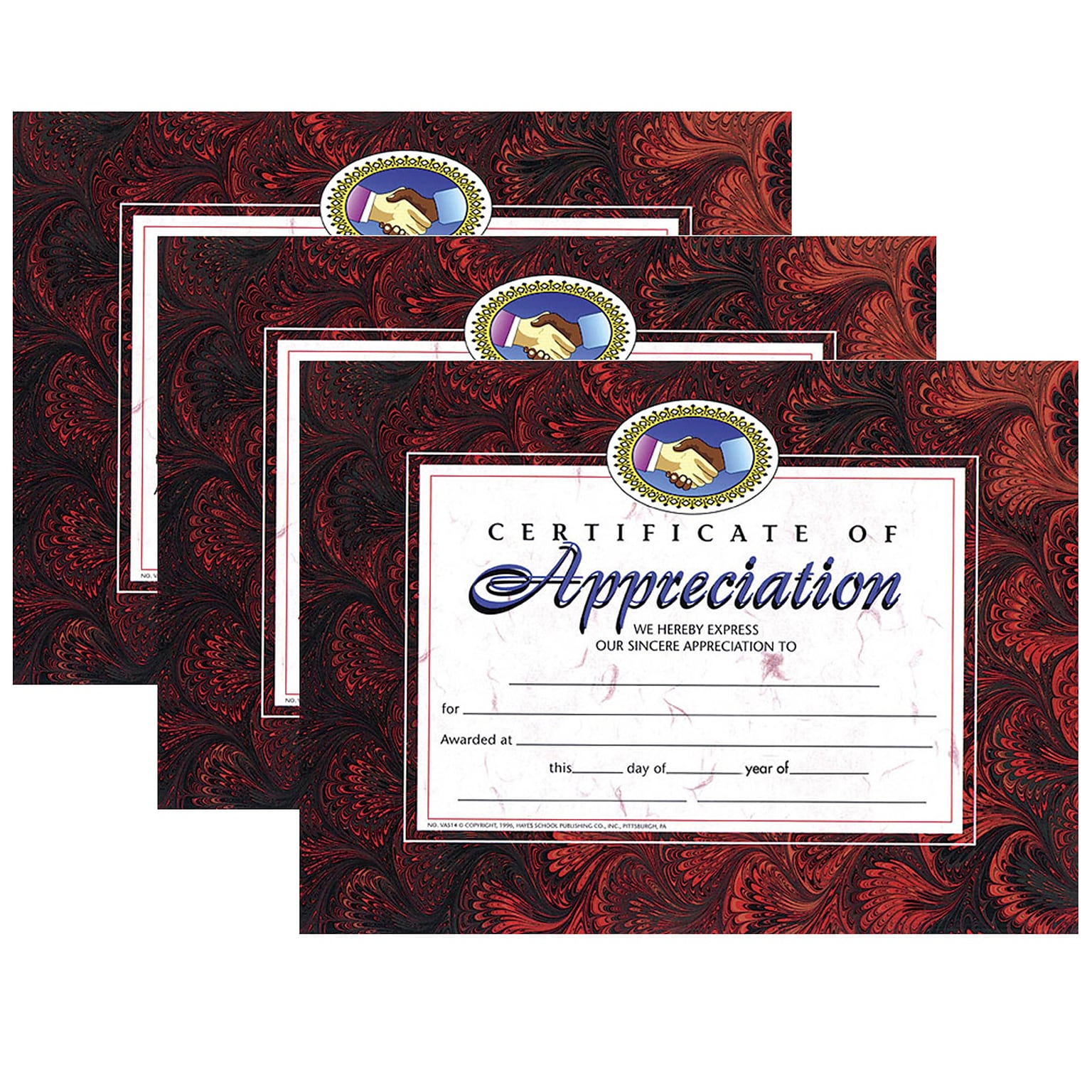 Hayes Publishing Certificate of Appreciation, 8.5 x 11, 30/Pack, 3 Packs (H-VA514-3)