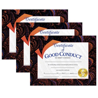 Hayes Publishing Certificate of Good Conduct, 8.5" x 11", 30 Per Pack, 3 Packs (H-VA587-3)