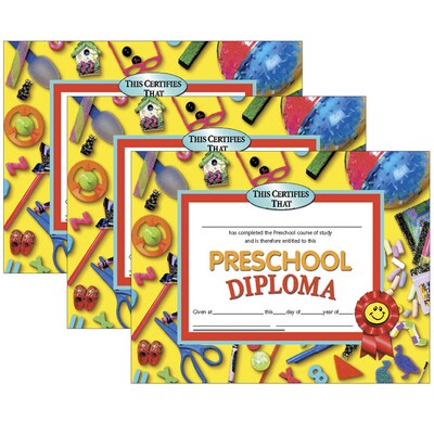 Hayes Publishing Preschool Diploma, 8.5 x 11, 30/Pack, 3 Packs (H-VA606-3)