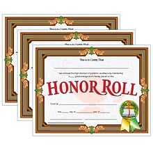 Hayes Publishing Honor Roll Certificate, 30 Per Pack, 3 Packs (H-VA612-3)