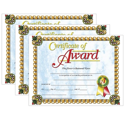 Hayes Publishing Certificate of Award, 8.5 x 11, 30 Per Pack, 3 Packs (H-VA632-3)