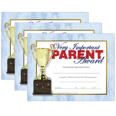 Hayes Publishing Very Important Parent Award, 8.5 x 11, 30/Pack, 3 Packs (H-VA641-3)