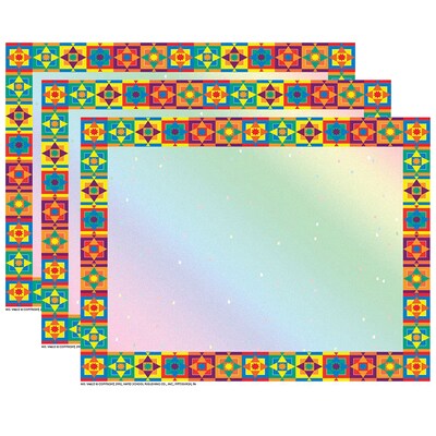 Hayes Publishing Multicolored Border Paper, 8.5 x 11, 50/Pack, 3 Packs (H-VA652-3)