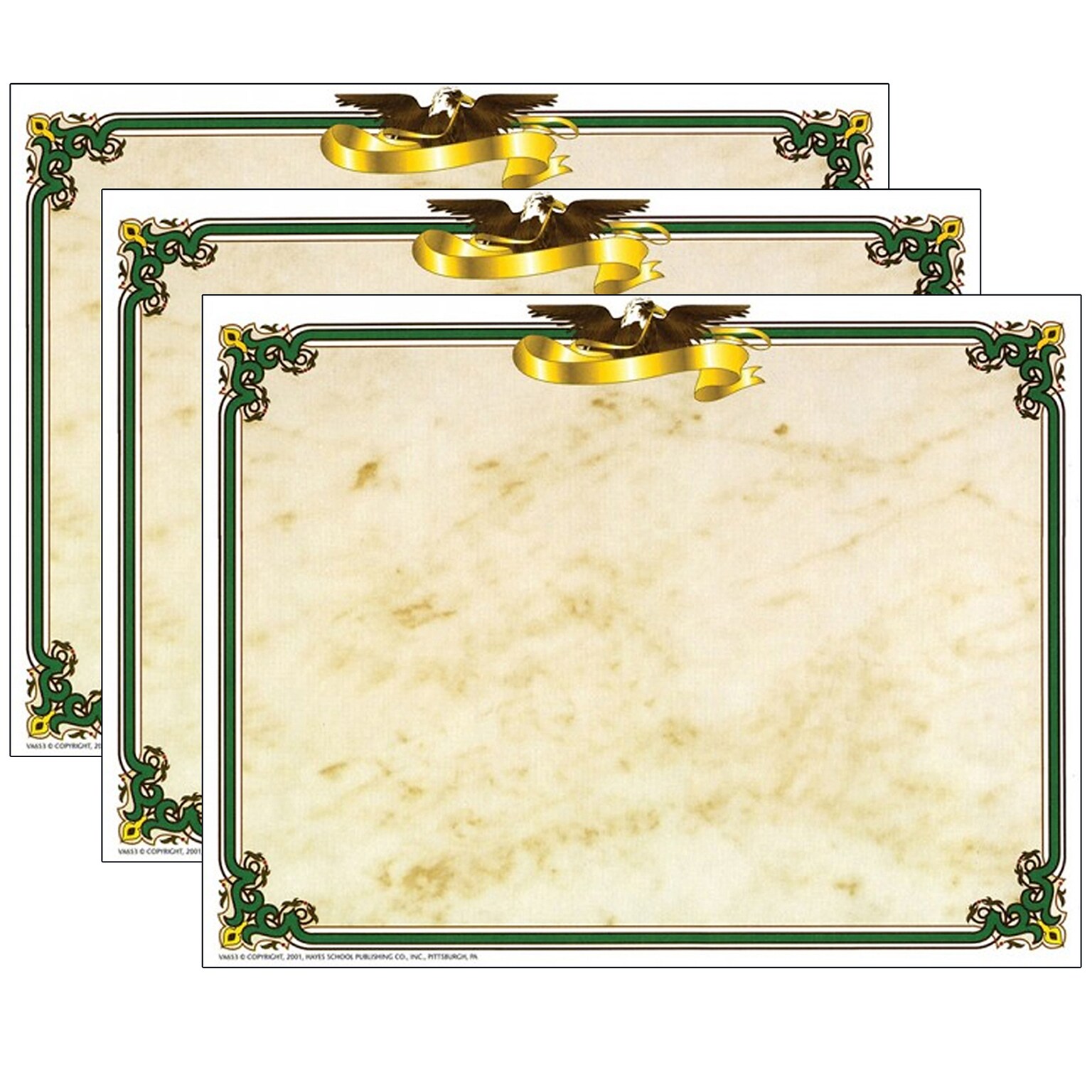 Hayes Publishing Eagle Border Certificate, 8.5 x 11, 50 Per Pack, 3 Packs (H-VA653-3)