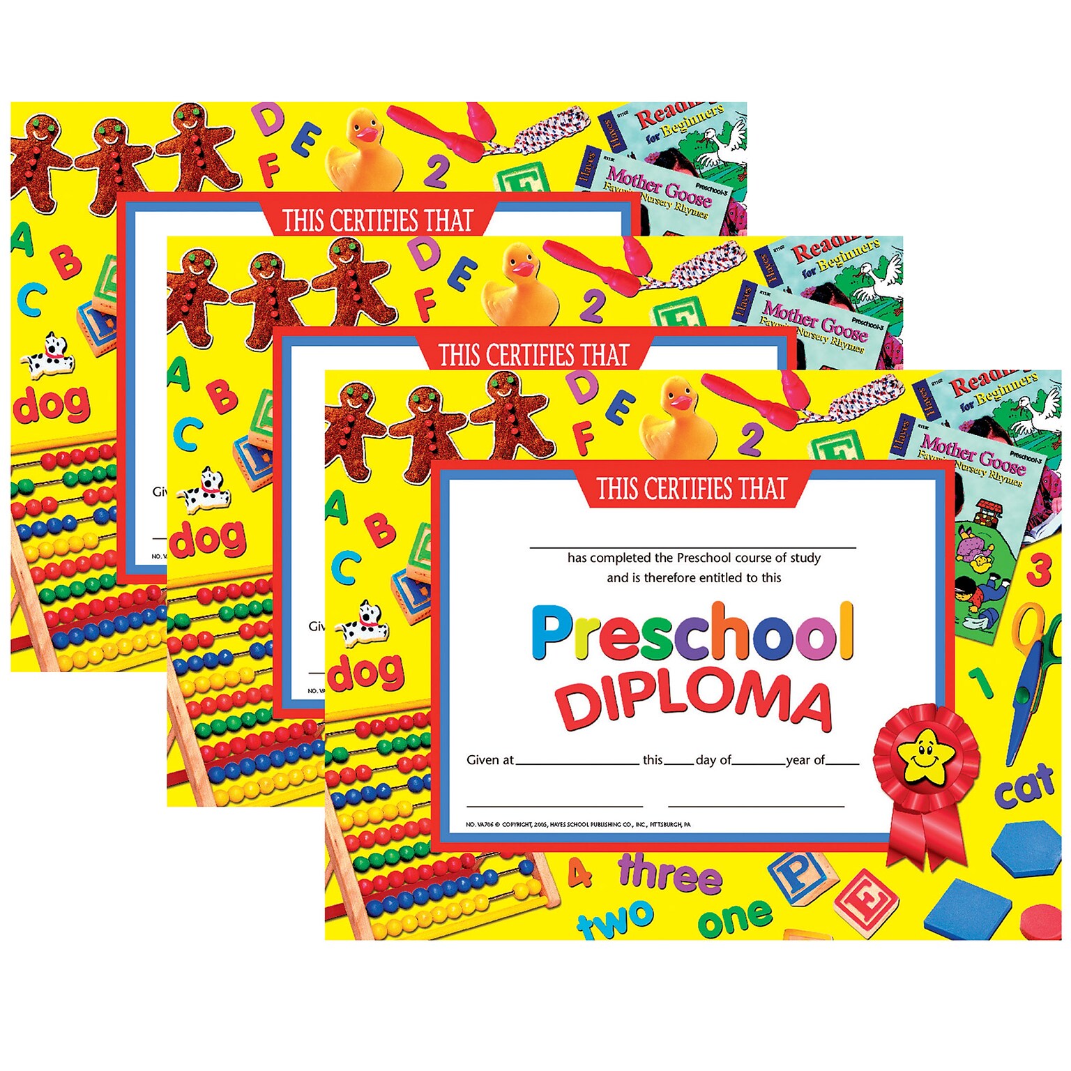 Hayes Publishing Preschool Diploma, 8.5 x 11, 30/Pack, 3 Packs (H-VA706-3)