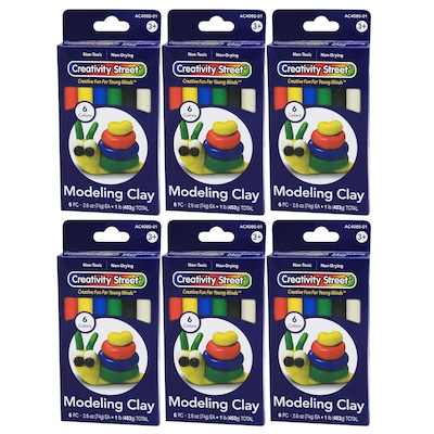 Creativity Street Extruded Modeling Clay, 6 Assorted Colors, 6 Sticks/1 lb./Pack, 6 Packs (PACAC4080