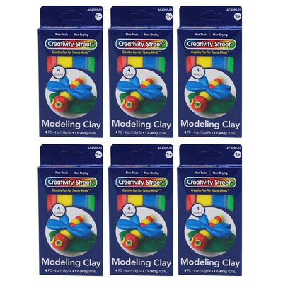 Creativity Street Modeling Clay, 4 Assorted Primary Colors, 4 Sticks/1 lb./Pack, 6 Packs (PACAC409001-6)