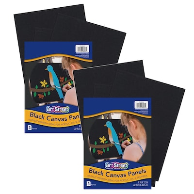 Art Street® Canvas Panels, Black, 9 x 12, 3 Per Pack, 2 Packs (PACAC6053-2)