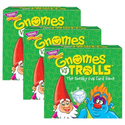 TREND GNOMES vs TROLLS Three Corner Card Game, Pack of 3 (T-20003-3)