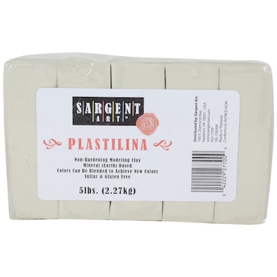 Sargent Art® Plastilina Non-Hardening Modeling Clay, Cream, 5 lbs. (SAR227700)