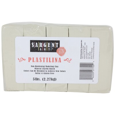 Sargent Art® Plastilina Non-Hardening Modeling Clay, Cream, 5 lbs. (SAR227700)