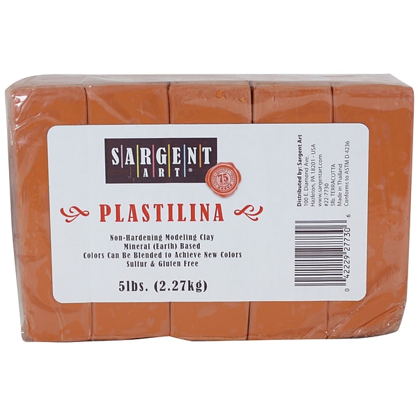 Sargent Art® Plastilina Non-Hardening Modeling Clay, Terra Cotta, 5 lbs. (SAR227730)