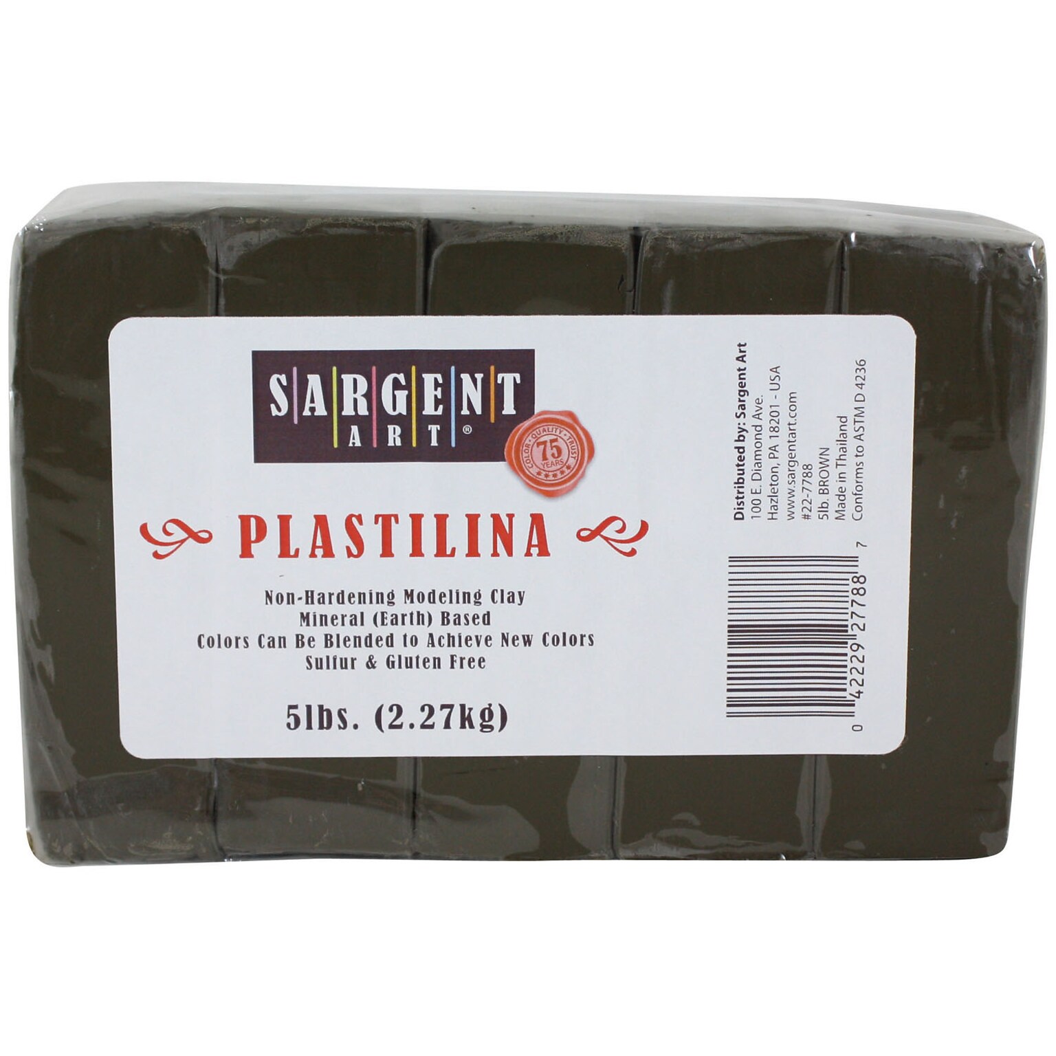 Sargent Art® Plastilina Non-Hardening Modeling Clay, Brown, 5 lbs. (SAR227788)
