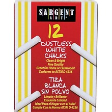 Sargent Art Dustless Chalk, White, 12/Box, 36 Boxes/Bundle (SAR662012-36)