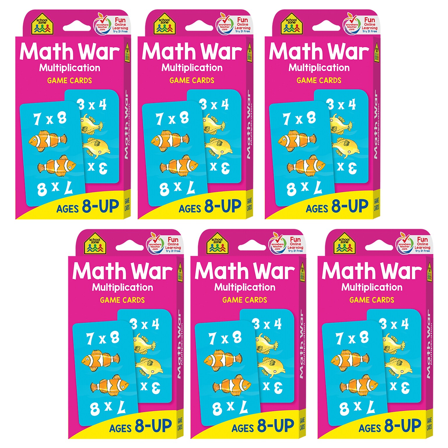 School Zone Publishing Math War Multiplication Game Cards, 6 Sets