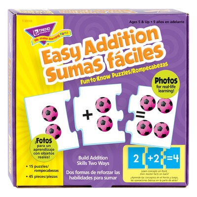 TREND Easy Addition/Sumas faciles Fun-to-Know® Puzzles (T-36018)