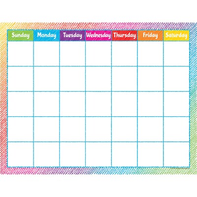 Teacher Created Resources Colorful Scribble Calendar Chart, 6/Pack (TCR7525-6)