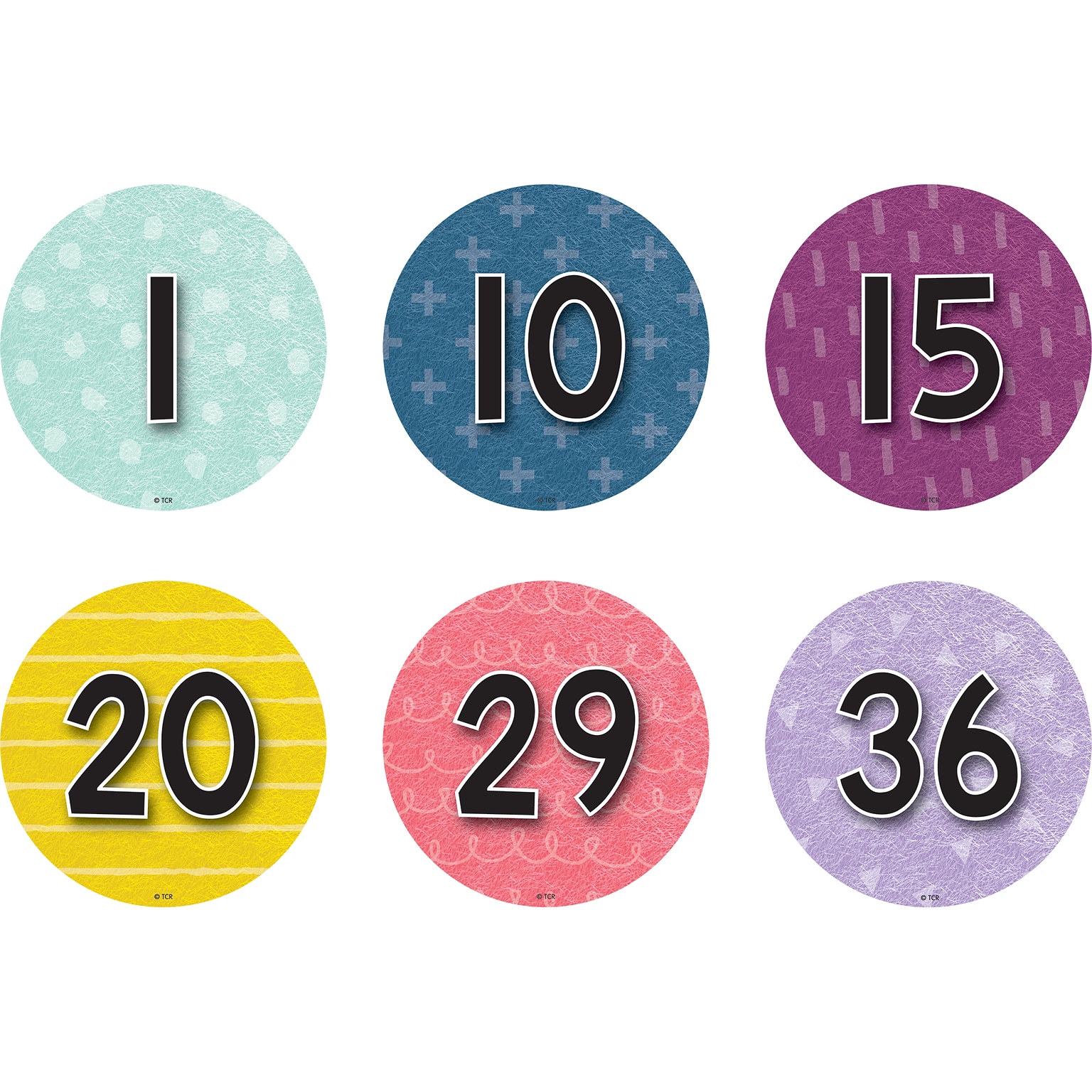 Teacher Created Resources® Spot On® Floor Markers Oh Happy Day Numbers 1-36, 4, Multicolored, Pack of 36 (TCR77513)