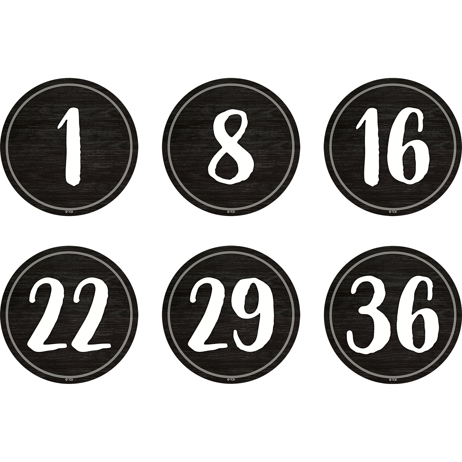 Teacher Created Resources® Spot On® Floor Markers Modern Farmhouse Numbers 1-36, 4, Black/White (TCR77531)