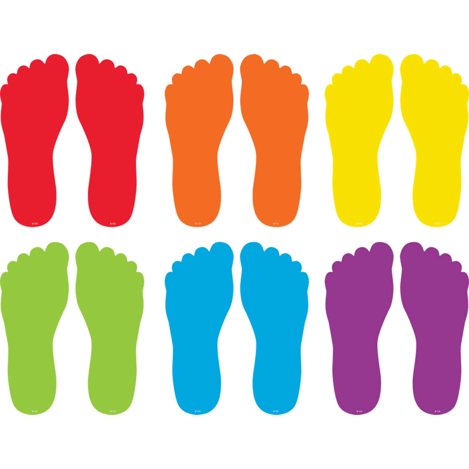 Teacher Created Resources® Spot On® Floor Markers Footprints, 7, Assorted (TCR77536)