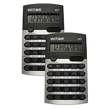 Victor Technology Metric Conversion 10-Digit Battery/Solar Powered Basic Calculator, Multicolored, 2